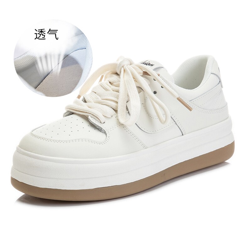 真皮单鞋女2023春季新款厚底小白鞋女休闲百搭板鞋,女鞋休闲鞋,电商A223