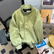 麂皮绒夹克男韩版潮流纯色复古高街帅气2024冬季ins外套W5457-P60，男装夹克，星座412-2