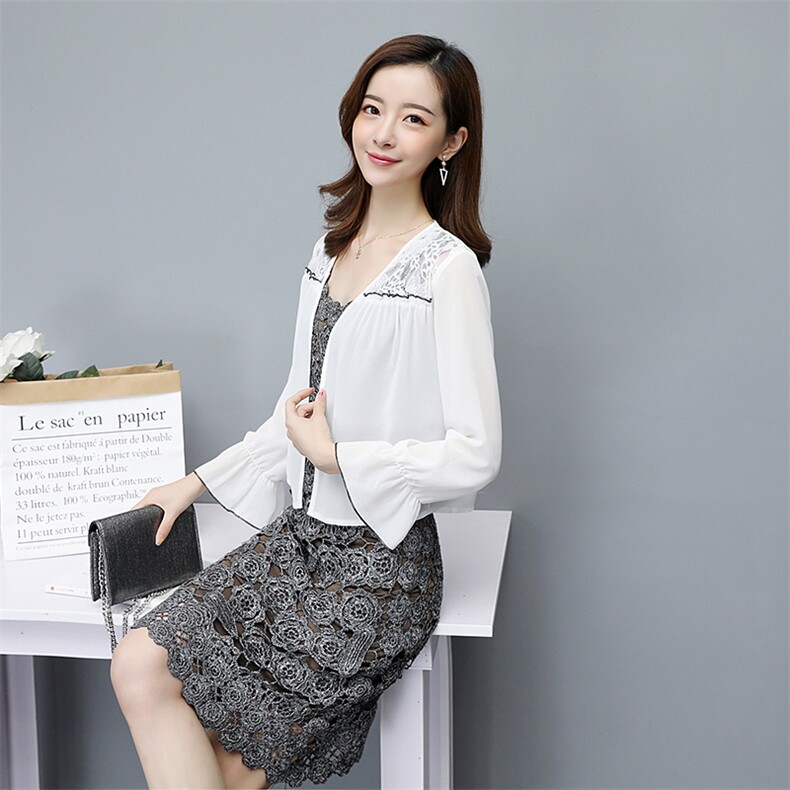 2023年蕾丝衫/雪纺衫涤纶纯色百搭V领件短袖开衫短款,女装蕾丝衫/雪纺衫,婵米儿