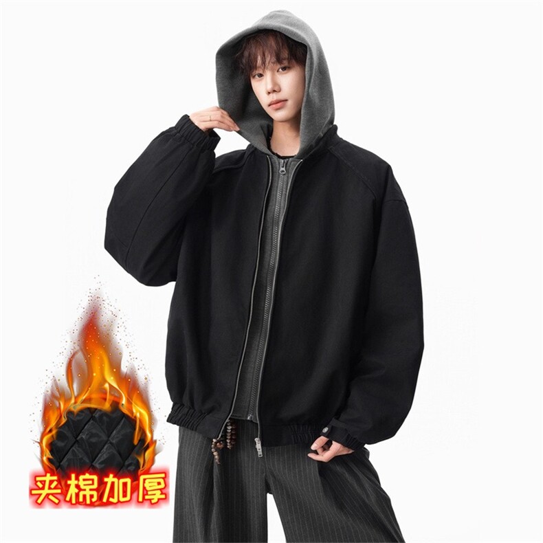 夹棉款假两件拼接连帽棉服女男冬季高级感夹克外套情侣JKR45,男装夹克,星座516A