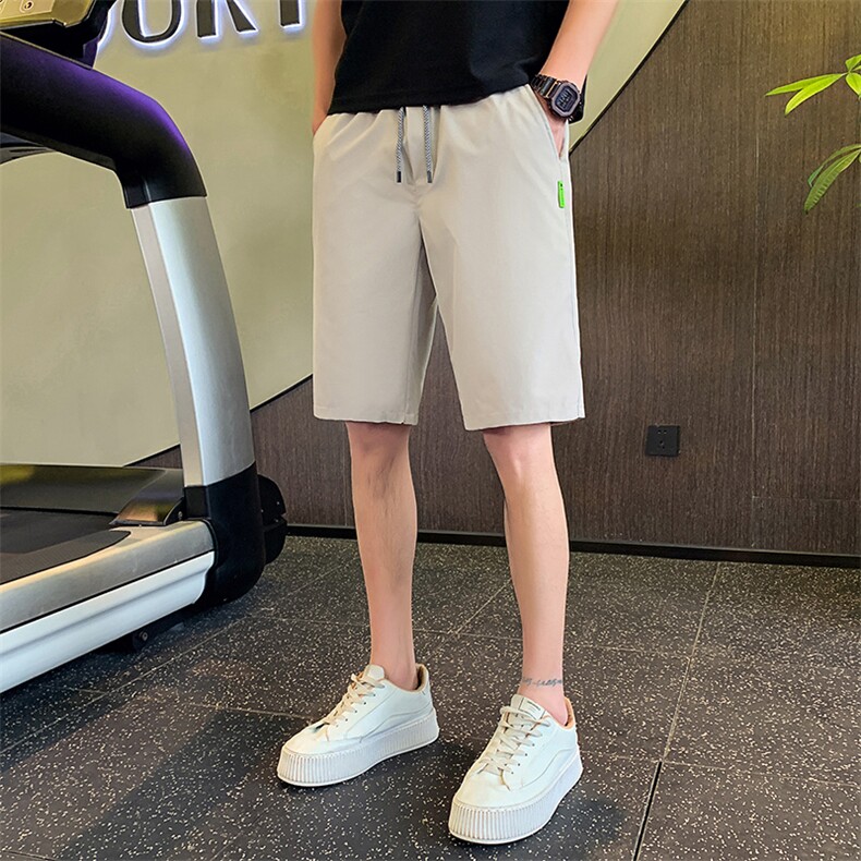 2024夏季新款 休闲纯色松紧腰修身短裤五分裤男K202-p35控49图片