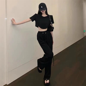 秋装新款系带阔腿裤图片