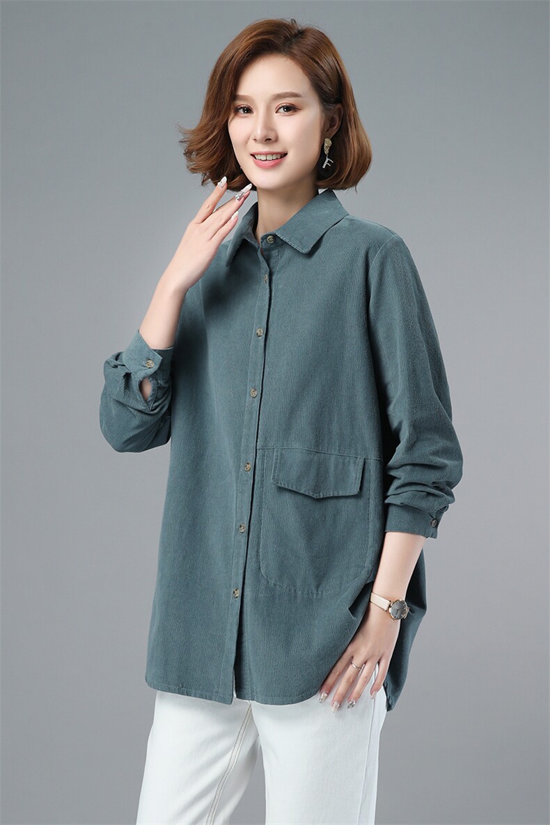 2021春季新款时尚舒适休闲百搭复古长袖衬衫,女装衬衫,小林双子