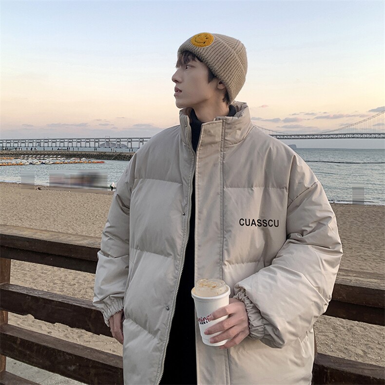 M615-P75日系宽松字母印花休闲棉服,男装棉衣,星座1501-1