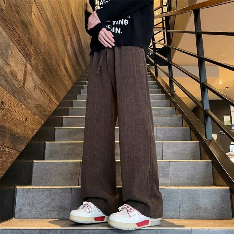 裤子宽松慵懒风垂感休闲裤秋冬款美式复古高级感运动长裤,男装休闲裤,星座1013