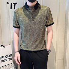 店主风社会小伙男士亮面翻领POLO衫男休闲上衣301A-1/PL109/P53，男装Polo衫，星座301A-1