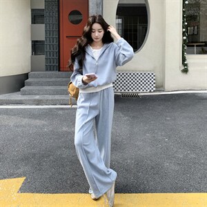 春装新款 蓝色针织套装上衣假两件2C153-8939-P175K288图片