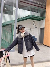 重工珍珠款派克服牛仔外套，其它，金地雪