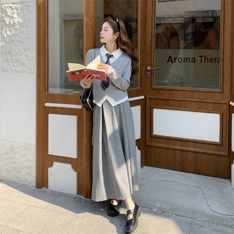 现货--2026年春季新款灰色学院风两件套203-2612-P175-K288,女装套装/套裙,浙宝203