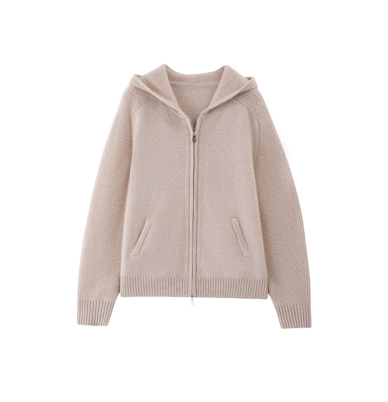 2025百搭时尚简约拉链帽衫羊绒衫，女装羊绒衫，巾兮羊绒