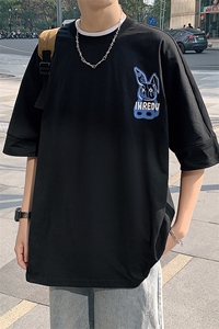 得物抖音 40支双纱高品质港风潮牌纯印花短袖T恤男女 T7182-P45图片