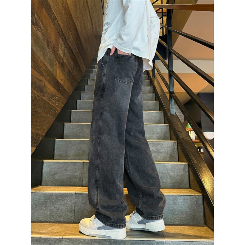 美式高街牛仔裤子男冬季加绒直筒裤男士宽松新款牛仔裤青少年长裤，男装牛仔裤，星座302A-2