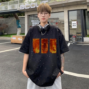 可48小时发货支持抖音得物来样二开 美式满天星亮片短袖T恤MTX632图片