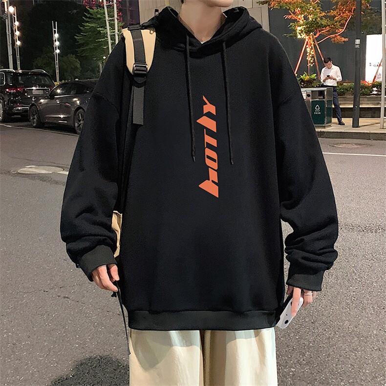 WY2006-P35加绒款-P40纯棉连帽卫衣男大码运动帽衫宽松薄外套男,男装卫衣,电商A040