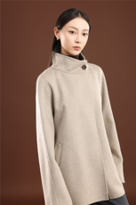 秋冬季纯山羊绒保暖半高灵感斜插兜简约高级感中款羊绒大衣，女装羊绒大衣，卓冠羊绒