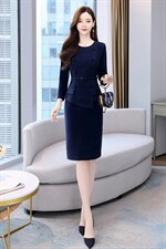 2021年冬季新款拉毛呢料连衣裙，女装连衣裙，金典明美