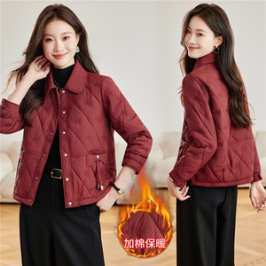 现货2025冬装新款修身保暖时尚刺绣女士棉服图片