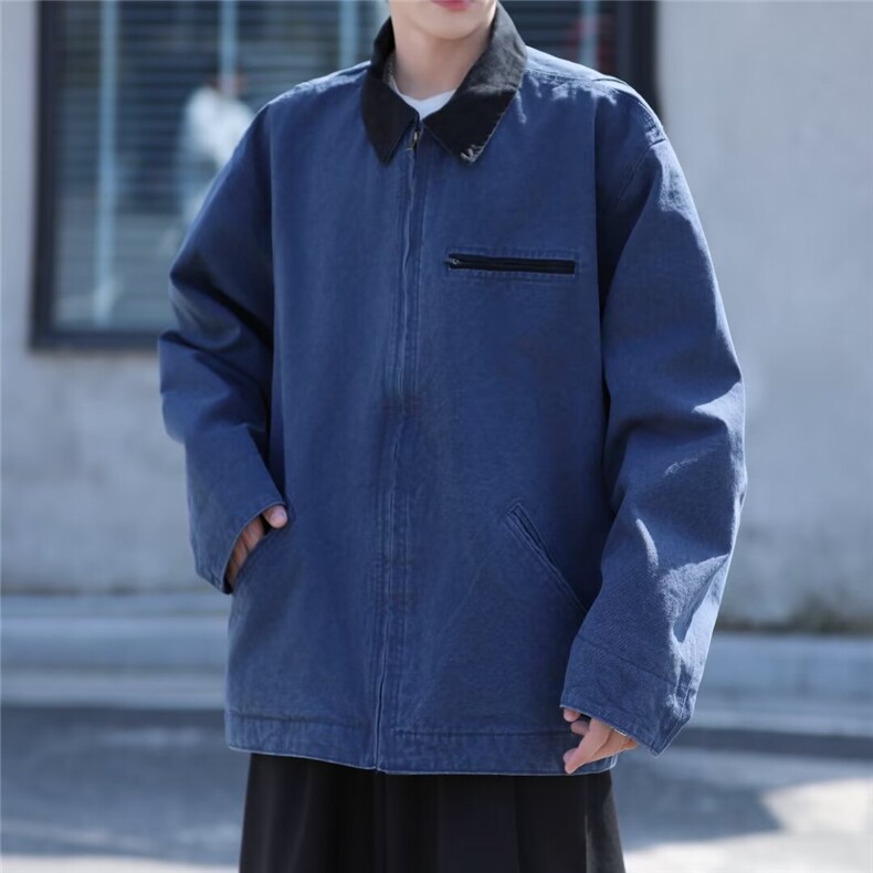 得物品质秋款男夹克拼色拉链口袋宽松休闲外套JK9025P75,男装夹克,星座1013-1