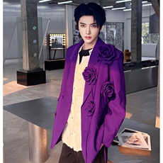 （图）紫色立体花朵重工西装外套小众垫肩西服2818-P140，男装西服，星座910-5