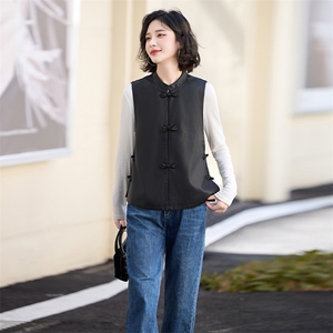 pu皮马甲短外套女2024春秋季新款小个子立领宽松外搭背心坎肩马夹图片