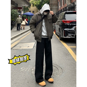 主推差价大~D2282-TP4068 灯芯绒加绒阔腿网红保暖直筒长裤男图片