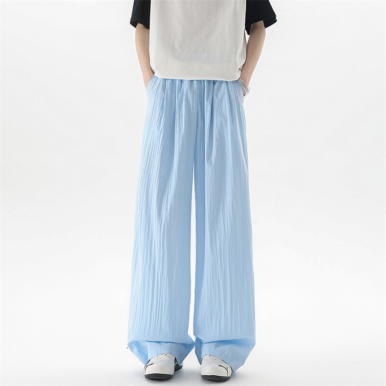 8XL-M多巴胺冰丝垂感慵懒山本裤男夏拖地裤子阔腿休闲裤KZ051P30,男装休闲裤,电商B312