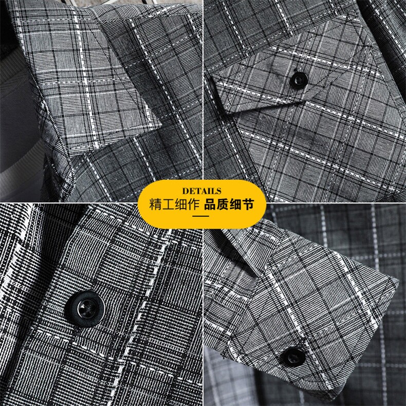 宽松格子衬衫男长袖韩版潮流休闲情侣衬衣秋款百搭外套DF62T,男装衬衫,电商A102