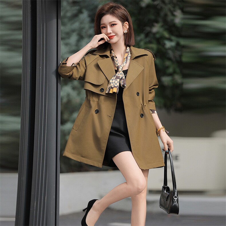 高级感风衣外套女2025春秋新款小个子时尚休闲收腰气质开春短外套，女装风衣，沫晗依美