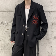 春季新款新中式穿搭结婚敬酒服明星同款竹子刺绣西装大码男女外套，男装西服套装，星座909