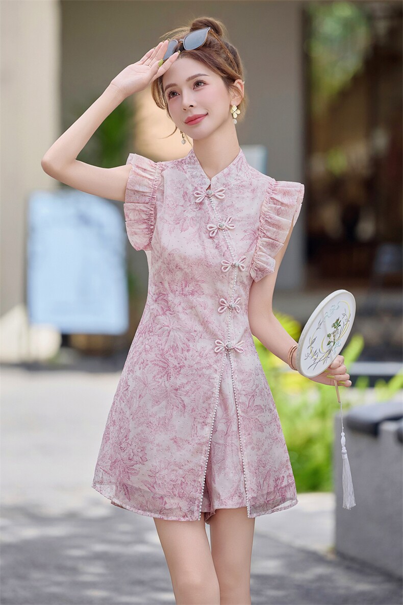 夏季新款2025重工镶钻盘扣印花套装女气质洋气优雅两件套套裤,女装套装/套裙,涵墨
