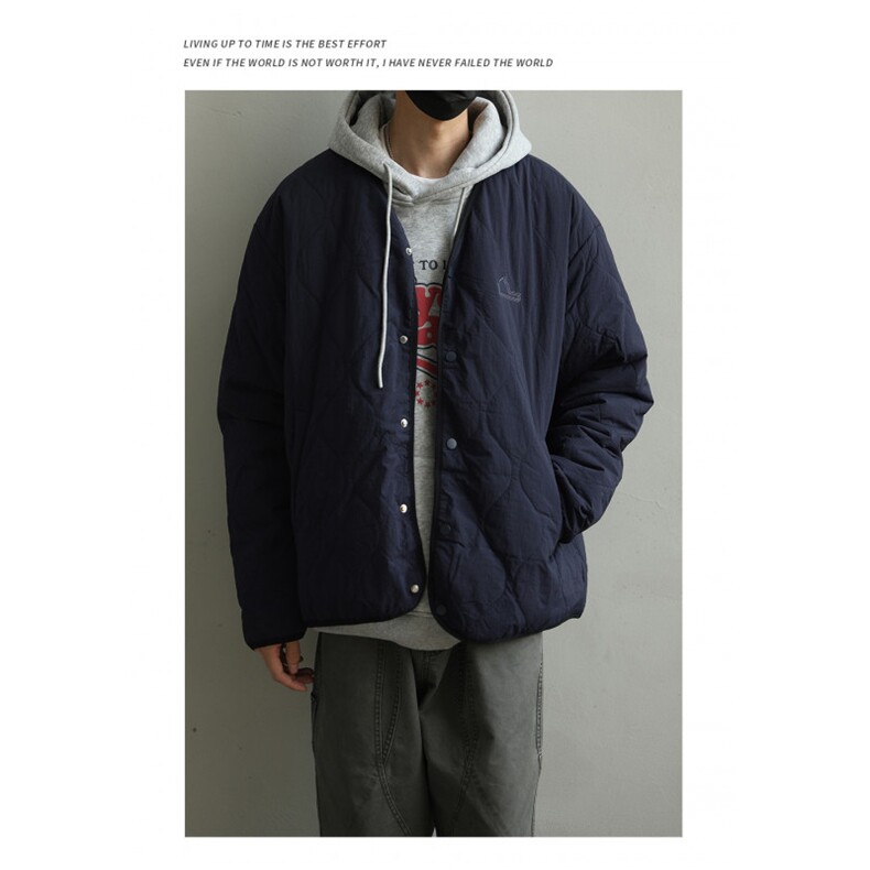 日系复古纯色廓形棉服外套男女冬季新款潮牌情侣棉衣夹克图片