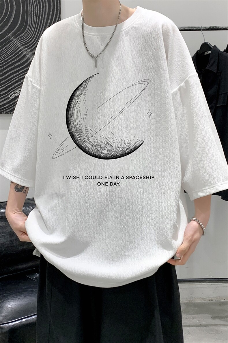 Q11246-P30月球春夏季七分袖t恤男大码五分袖男短袖中袖大皂风,男装T恤,电商A040