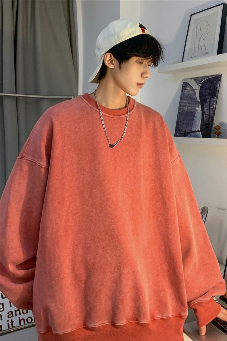 2023秋季新款水洗宽松落肩圆领卫衣男生外套JK23309-特批40-控59,男装卫衣,星座605(原A050)