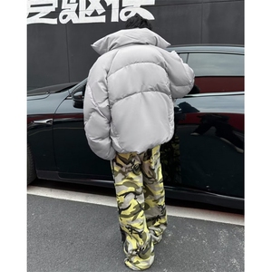 冬季2024新款美式双层领假两件棉服外套男士加厚宽松棉衣M9094图片