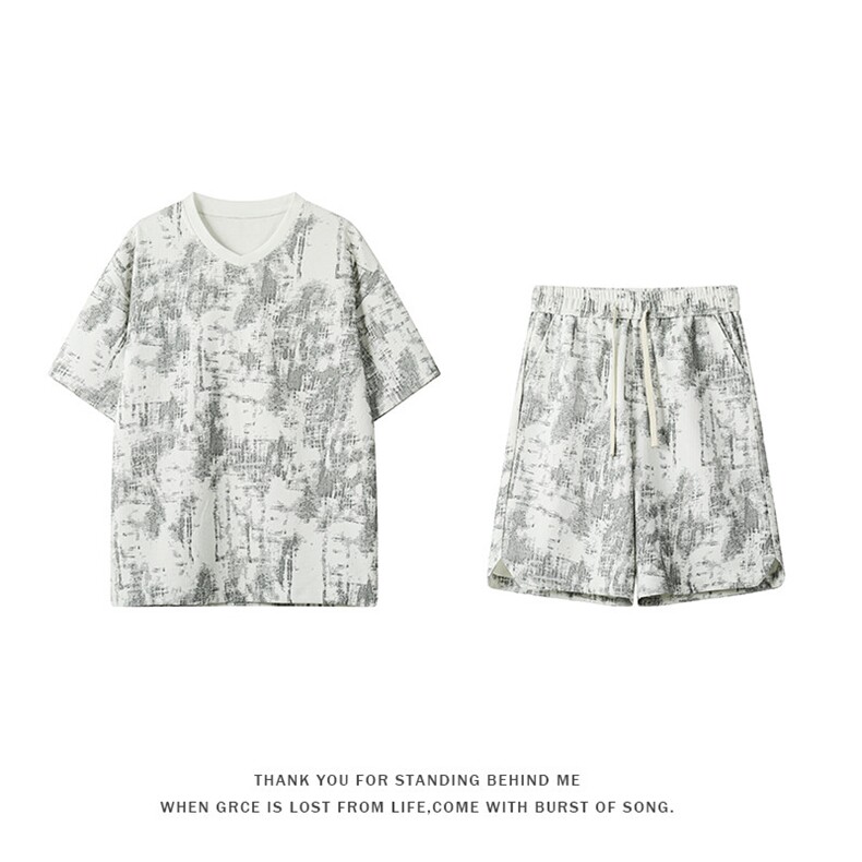 特批P45无差价2025夏季新款面料：聚酯纤维100%TZ5365，男装休闲套装，电商A001-1