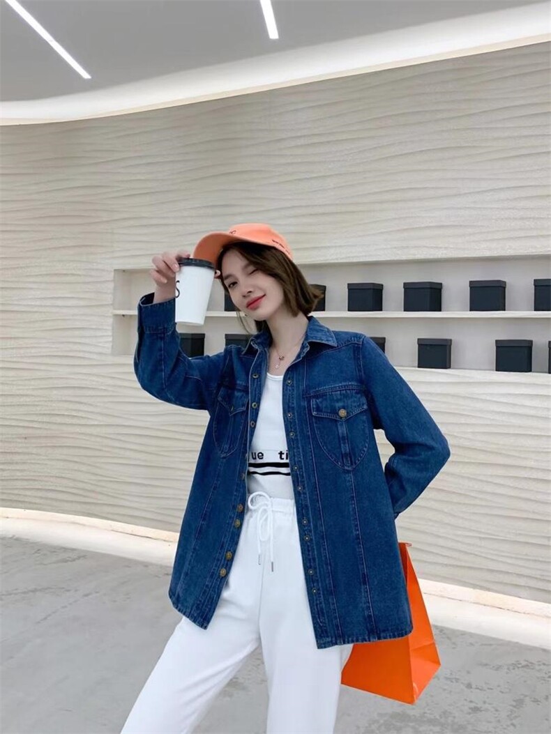 韩版牛仔百搭款衬衫，女装衬衫，名门秀