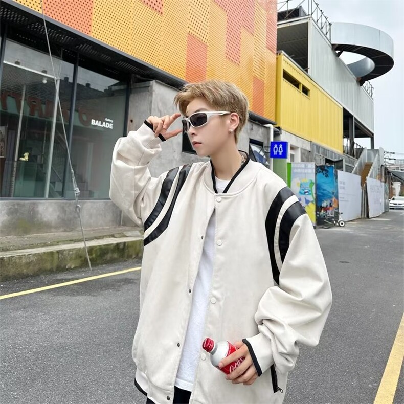 港风街头麂皮绒棒球服外套男美式复古秋冬季夹克JK010P63,男装夹克,星座1116-2