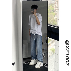 泼墨刺绣~美式ins高街小众设计感直筒牛仔裤 XZ1002-K119-P60控78图片