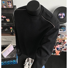 抖音得物高品质26春装设计感长袖打底衫纯色拉链肩圆领卫衣W123，男装T恤，电商A486