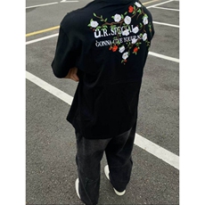 纯棉刺绣花朵T恤男女短袖BT002-P33，男装T恤，星座412-1