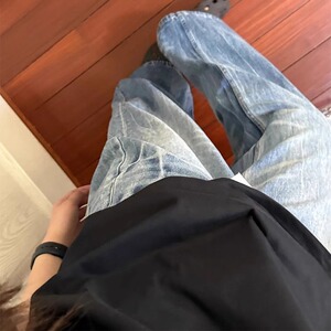 松紧腰水洗竹节纹牛仔裤子百搭休闲青春潮流痞帅长裤XX428图片