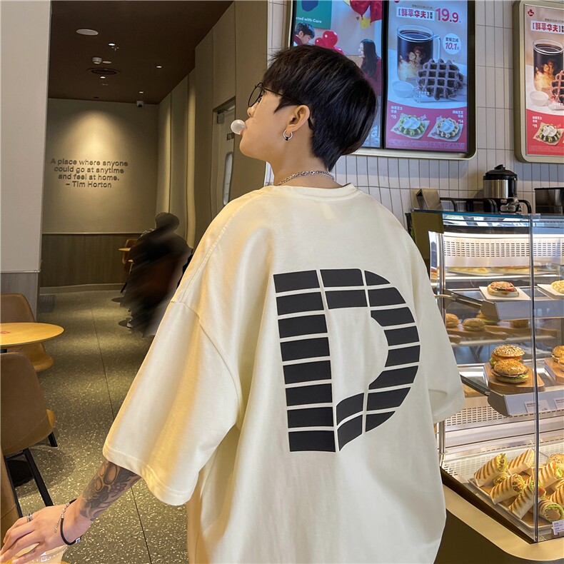 春夏新款D字母印花纯棉重磅T恤XZ604-DT202-P35控48，男装T恤，星座604