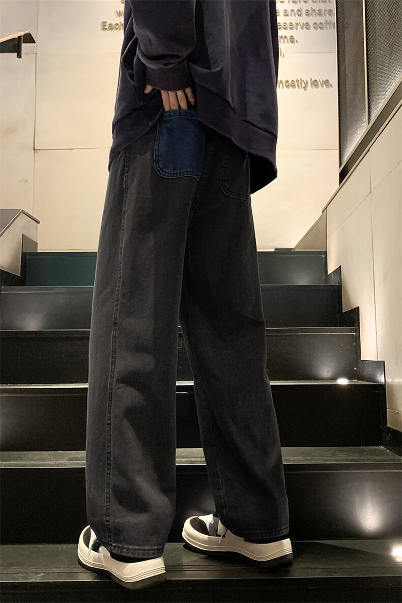 8XL-M特大码复古牛仔裤渐变宽松阔腿裤男加肥加大休闲款K947P45,男装休闲裤,电商D206-1