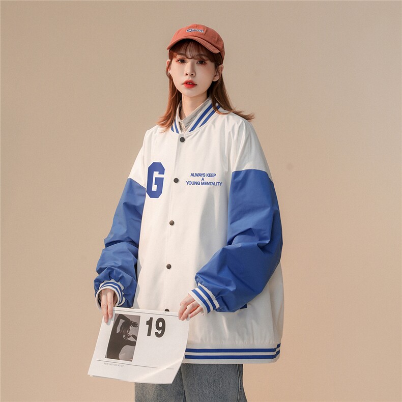 中性风2023秋季新款ins港风潮牌潮流字母印花棒球服G8019p65控88,男装夹克,A247A