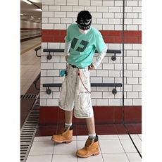 街头白色做旧工装水洗牛仔短裤男女夏款小众多口袋宽松直筒七分裤，男装牛仔裤，星座505-2（原电商A260-1)