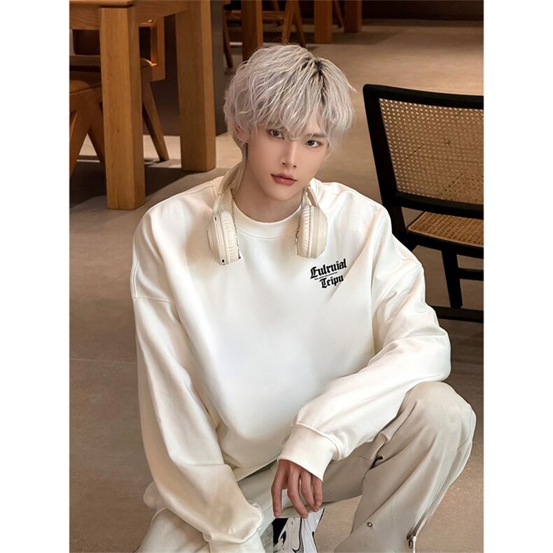 抖音得物现货高品质美式宽松圆领印花卫衣新款重磅卫衣ADY105,男装卫衣,电商A443
