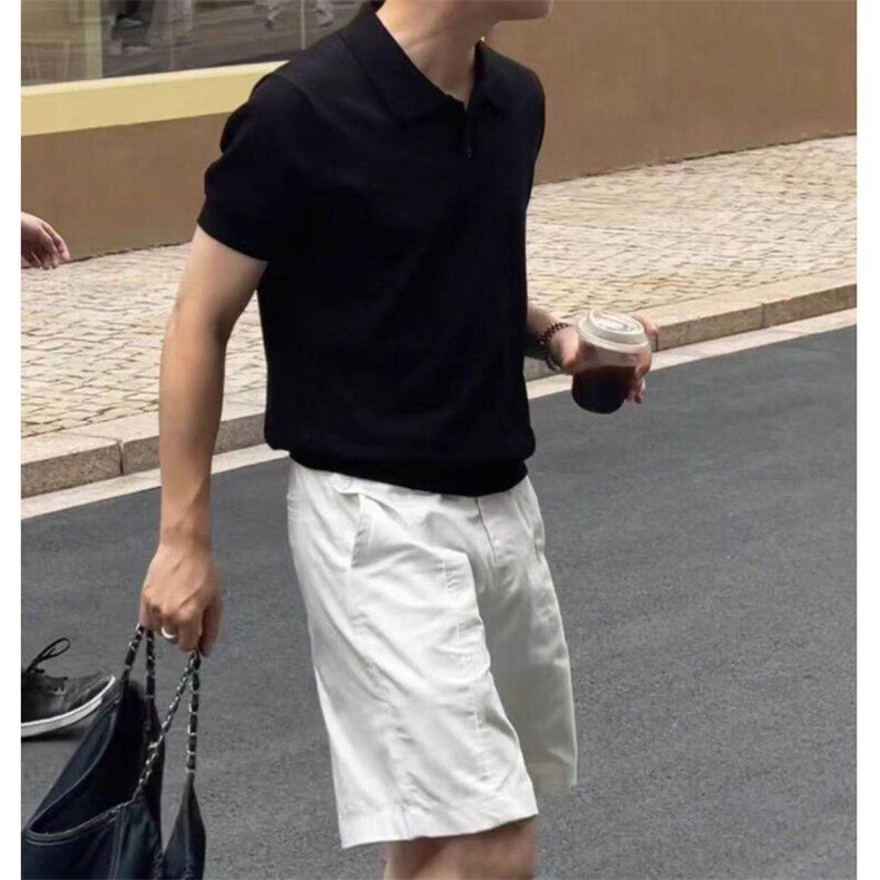 网图！老钱风POLO衫镂空T恤夏季高质量男款-EX50906-特批45,男装T恤,电商A061