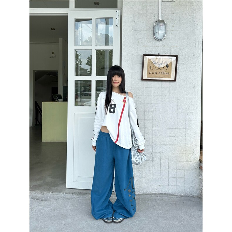 有货运动卫裤女宽松阔腿裤爵士舞休闲裤子拖地美式K5329-P50,男装休闲裤,星座910B