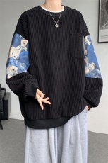 现货WY10065-特P45加绒特P55特殊面料圆领百搭小熊卫衣，男装卫衣，电商A059