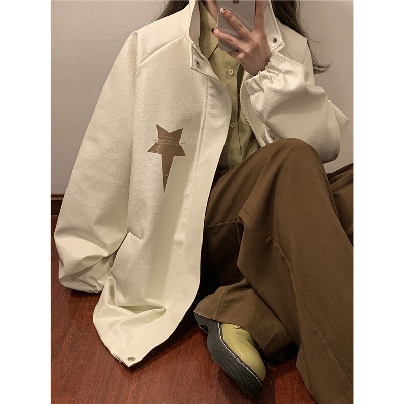 中性风鳄鱼纹印花字母设计大码潮流休闲夹克男JK77746P85控128，男装夹克，星座227-7